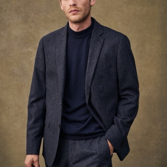 Vtg Harris Tweed Sport Coat Blazer Jacket Wool Men's 42 R Blue Flecked 70s 80s - Picture 1 of 7